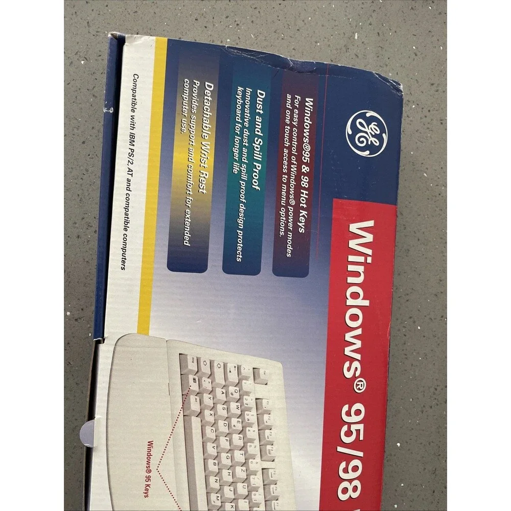 Vintage GE POWER KEYBOARD - HO97798 - Windows 98, 2000, XP & More - NOS Open box